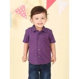 Fabindia Boys Purple Cotton Printed Shirt-picture-45