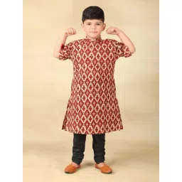 Fabindia Boys Red Cotton Printed Kurta-picture-19