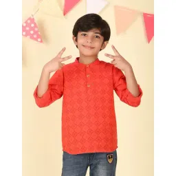 Fabindia Boys Red Cotton Printed Kurta-picture-33