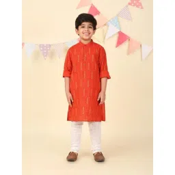 Fabindia Boys Red Cotton Printed Kurta-picture-16