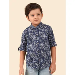 Fabindia Boys Spread Collar Floral Printed Cotton Casual Shirt-picture-37