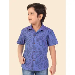Fabindia Boys Spread Collar Geometric Printed Geometric Print Cotton Casual Shirt-picture-43