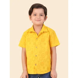 Fabindia Boys Spread Collar Geometric Printed Geometric Print Cotton Casual Shirt-picture-50
