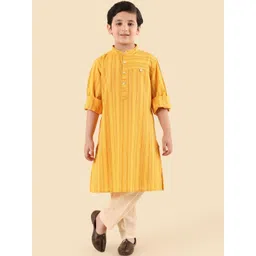 Fabindia Boys Striped Band Collar Pure Cotton Straight Kurta With Trouser-picture-37