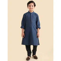 Fabindia Boys Striped Woven Design Festive Cotton Straight Kurta-picture-24