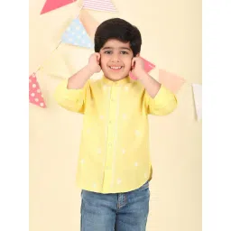 Fabindia Boys Yellow Cotton Chikankari Shirt-picture-43