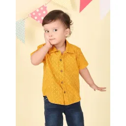 Fabindia Boys Yellow Cotton Printed Shirt-picture-21