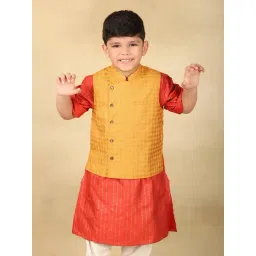 Fabindia Boys Yellow Printed Nehru Jackets-picture-11