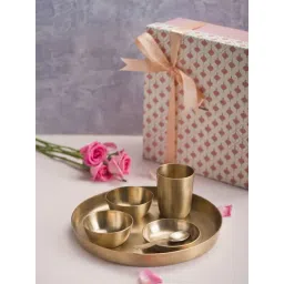 Fabindia Brass Metal Dhaani Thali Set of 6 With Giftbox-picture-16