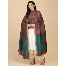 Fabindia Brown & Green Striped Dupatta-picture-27