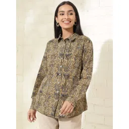 Fabindia Brown Cotton Printed Shirt-picture-45