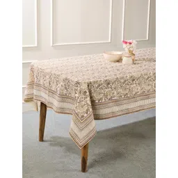 Fabindia Brown Floral Printed Cotton 8-Seater Table Cover with Embroidered details-picture-12