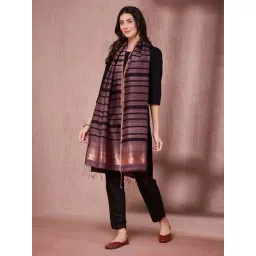 Fabindia Brown Striped Dupatta-picture-35
