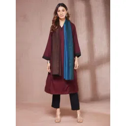 Fabindia Brown Wool Colorblocked Stole-picture-33