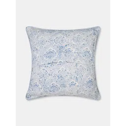 Fabindia Cabana Blue & White Floral Printed Cotton Square Cushion Cover-picture-19