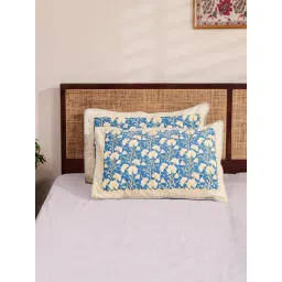 Fabindia Cabana Blue Cotton Printed Pillow Cover - Set of 2-picture-28