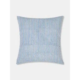 Fabindia Cabana White & Blue Floral Printed Cotton Square Cushion Cover-picture-26