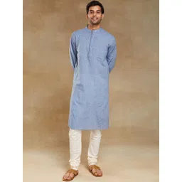 Fabindia Comfort Fit Band Collar Cotton Straight Kurta-picture-36