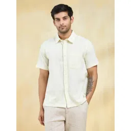 Fabindia Cream Straight Fit Woven Design Shirt-picture-28