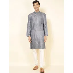 Fabindia Dobby Printed Mandarin Collar Long Sleeves Straight Kurta-picture-22