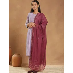 Fabindia Ethnic Motifs Embroidered Cotton Silk Dupatta-picture-26