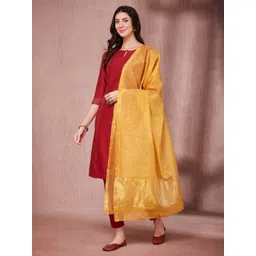 Fabindia Ethnic Motifs Printed Cotton Silk Dupatta-image-0