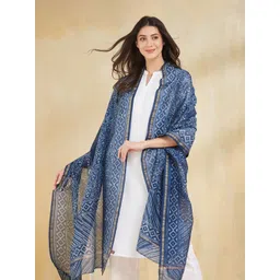 Fabindia Ethnic Motifs Printed Cotton Silk Dupatta-image-40