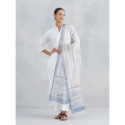 Fabindia Ethnic Motifs Printed Cotton Silk Dupatta-picture-38