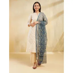 Fabindia Ethnic Motifs Printed Cotton Silk Dupatta-image-49