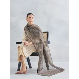 Fabindia Ethnic Motifs Printed Cotton Silk Dupatta-picture-38