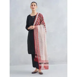 Fabindia Ethnic Motifs Printed Cotton Silk Dupatta-image-43