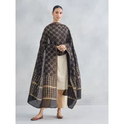 Fabindia Ethnic Motifs Printed Cotton Silk Dupatta-image-41