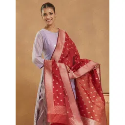 Fabindia Ethnic Motifs Woven Design Zari Cotton Silk Dupatta-picture-22