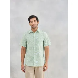 Fabindia Fashion Light Green Slim Fit Printed Shirt-picture-11