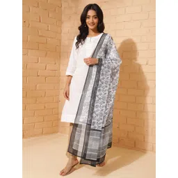 Fabindia Floral Block Printed Cotton Silk Dupatta-picture-39