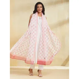 Fabindia Floral Block Printed Cotton Silk Dupatta-picture-42