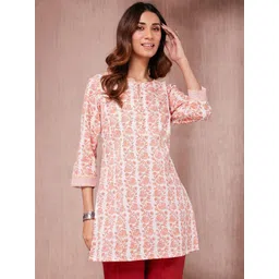 Fabindia Floral Hand Block Printed Boat Neck Straight Kurta-picture-12