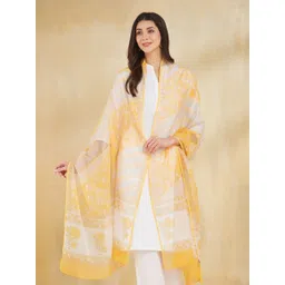 Fabindia Floral Printed Block Print Technique Cotton Silk Dupatta-picture-41