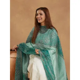 Fabindia Floral Printed Block Print Technique Silk Dupatta-picture-38