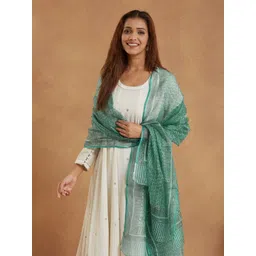 Fabindia Floral Printed Block Print Technique Silk Dupatta-picture-10