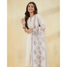 Fabindia Floral Printed Cotton Silk Block Print Technique Dupatta-picture-35