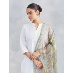 Fabindia Floral Printed Cotton Silk Dupatta-picture-31