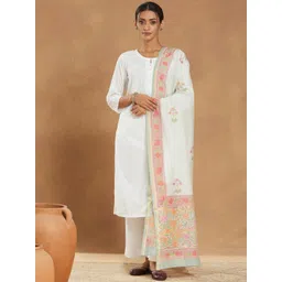 Fabindia Floral Printed Cotton Silk Dupatta-picture-16