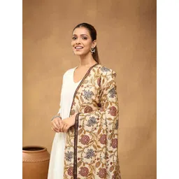 Fabindia Floral Printed Zari Work Cotton Silk Dupatta image 4