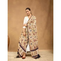 Fabindia Floral Printed Zari Work Cotton Silk Dupatta image 2