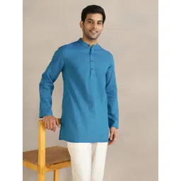 Fabindia Geometric Printed Band Collar Cotton Kurta-picture-41