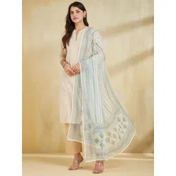 Fabindia Geometric Printed Cotton Silk Dupatta-picture-40