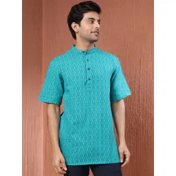 Fabindia Geometric Printed Mandarin Collar Cotton Straight Kurta-picture-32
