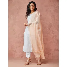 Fabindia Geometric Woven Design Cotton Silk Block Print Dupatta-picture-18