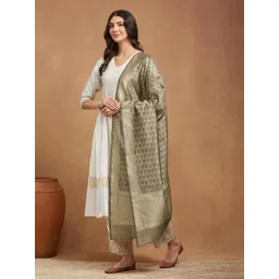 Fabindia Geometric Woven Design Cotton Silk Dupatta With Zari-picture-20